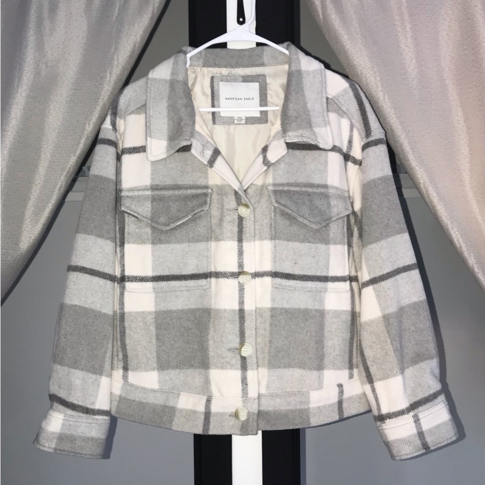 AE - Plaid Button-Up Shacket - Picture 2 of 10
